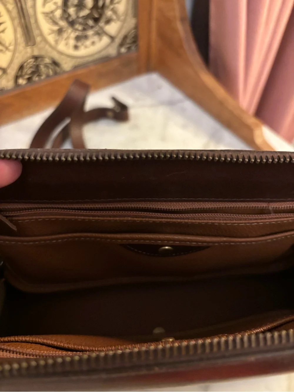 Vintage Dooney and Bourke Brown Leather Satchel Handbag